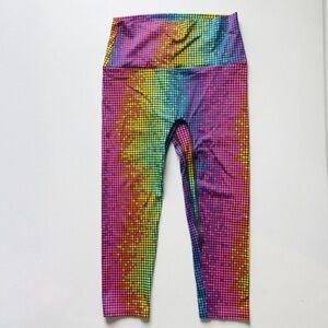 K-DEER Disco Dot Capri Leggings High Waisted Yoga Pants L